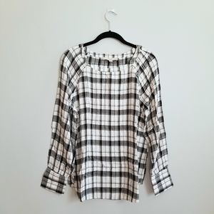 NWT • black & white plaid blouse